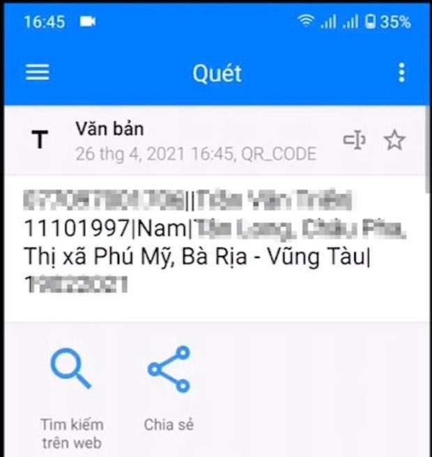 quét mã vạch căn cước công dân